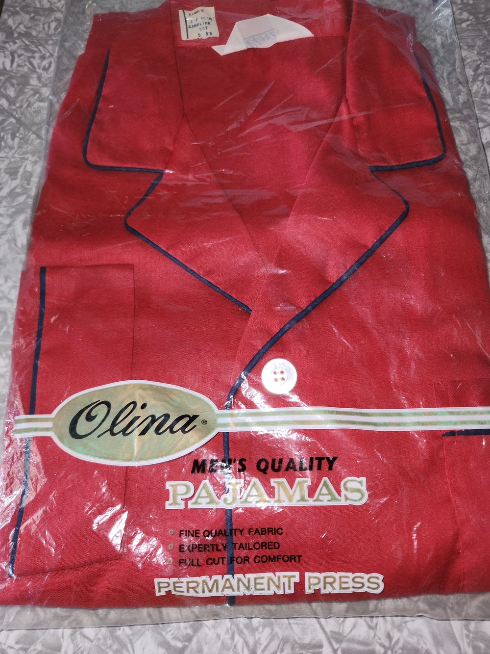 Lina Men's Red Pajama Set with Navy Trim